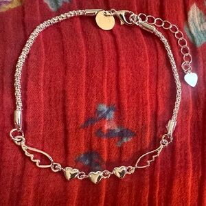 New~Silver Angel Wings & Heart Anklet
